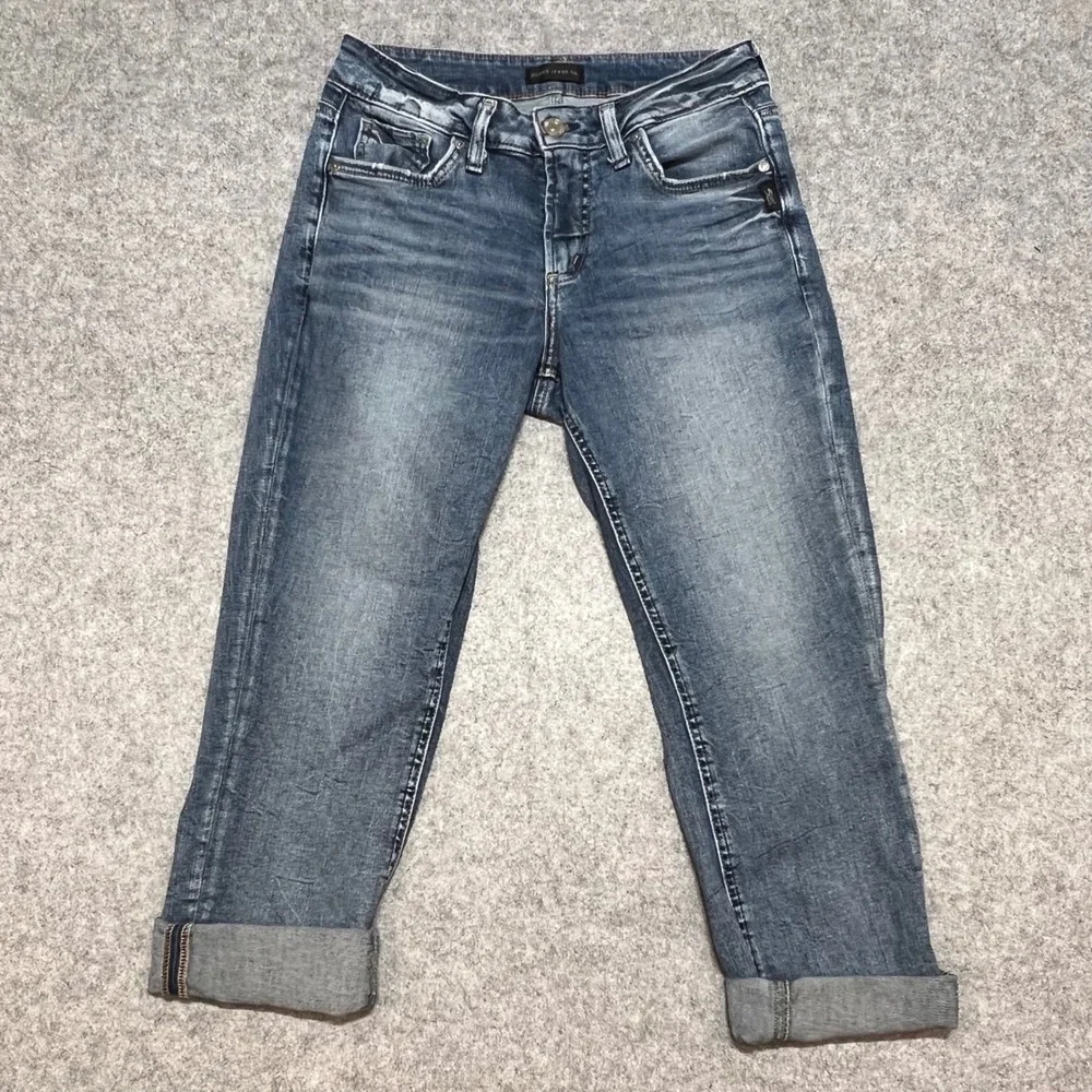 Silver Jeans Co Britt Capri‎ Womens W29 L23.5 Medium Wash Mid Rise Denim Blue
